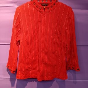 Multiples Red Eyelet Blouse